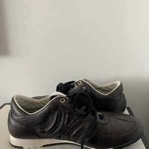 Celine Dark Brown and Cream Leather Sneakers